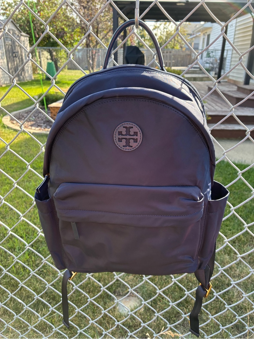 NWOT Tory Burch Deep Navy Nylon Ella Backpack With Logo Patch